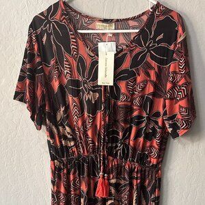 Boho Tropical Maxi Dress 2X | Tassel Waist | Vacation Lounge Resort NWT